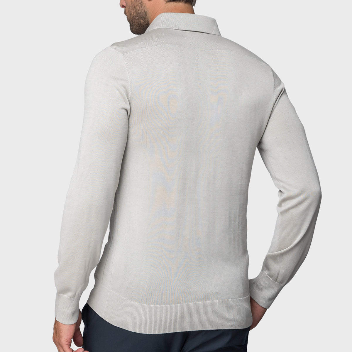 The Polo Longsleeve Jacquard Silk