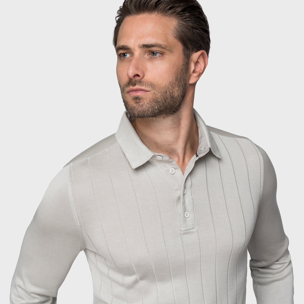 The Polo Longsleeve Jacquard Silk